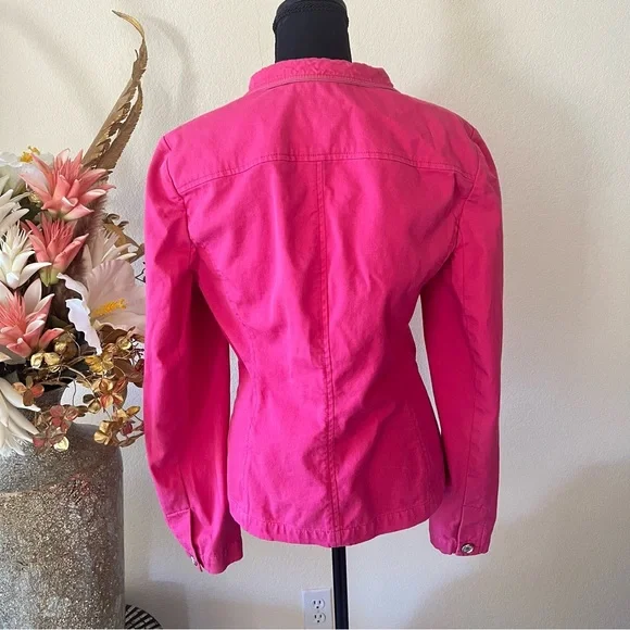 Jones New York Stretch Hot Pink Button Up Jacket w Front Pockets - Picture 4 of 10